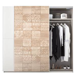 Armoire à porte coulissante Laussonne Blanc / Imitation chêne de Sonoma - Largeur : 220 cm