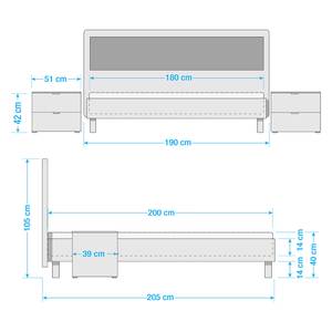 Chambre complète Laussonne I (4 élém.) Blanc / Graphite - Largeur : 275 cm