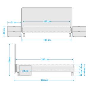 Chambre complète Coux (4 élém.) Blanc brillant / Blanc mat - Largeur : 220 cm