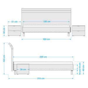 Chambre complète Laussonne II (4 élém.) Blanc / Graphite - Largeur : 220 cm