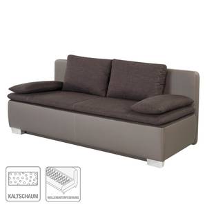 Canapé convertible Bocono Imitation cuir / Tissu - Marron gris