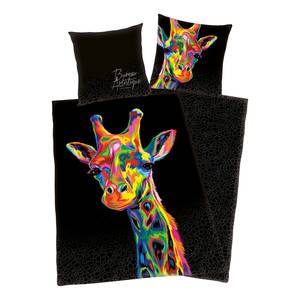 Parure de lit girafe Bureau Artistique Coton - Noir / Multicolore - 135 x 200 cm + oreiller 80 x 80 cm