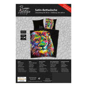 Beddengoed Bureau Artistique Leeuw katoen - zwart/meerdere kleuren - 135x200cm + kussen 80x80cm