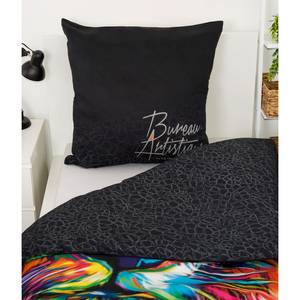Parure de lit lion Bureau Artistique Coton - Noir / Multicolore - 155 x 220 cm + oreiller 80 x 80 cm