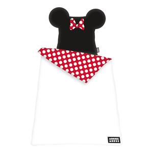 Parure de lit Minnie Mouse Coton - Blanc / Rouge - 140 x 200 cm + coussin 90 x 70 cm