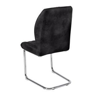 Chaises cantilever Flavin (lot de 2) Microfibre / Métal - Chrome - Noir vintage