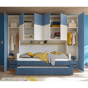 Bloc tiroirs pour pont de lit Façades des tiroirs : bleu / corps:  blanc