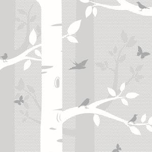 Vliestapete Birkenwald Vliespapier - Weiß / Hellgrau - 480 x 320 cm