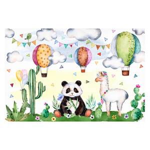 Vliestapete Panda & Lama Aquarell Vliespapier - Mehrfarbig - 336 x 225 cm