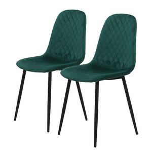 Chaise Rudine Microfibre/ Acier - Noir - Vert émeraude