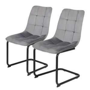 Chaise cantilever Seline Microfibre/ Acier - Noir - Gris - Lot de 2