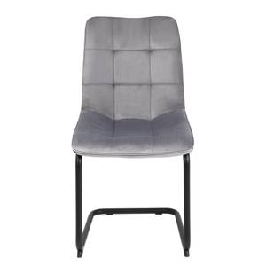 Chaise cantilever Seline Microfibre/ Acier - Noir - Gris - Lot de 2