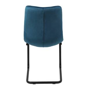 Chaise cantilever Seline Microfibre/ Acier - Noir - Bleu pétrole - Lot de 2