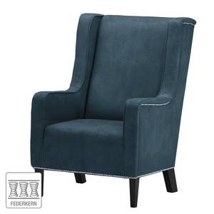 Fauteuil Mirina I fluweel - Microvezel Yona: Marineblauw - Zwart