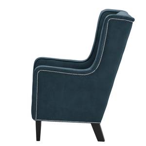 Fauteuil Mirina I fluweel - Microvezel Yona: Marineblauw - Zwart