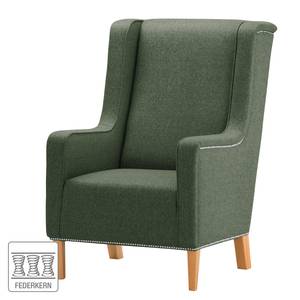 Fauteuil Mirina I fluweel - Geweven stof Ala: Groen - Beige