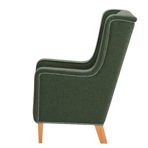 Fauteuil Mirina I fluweel - Geweven stof Ala: Groen - Beige