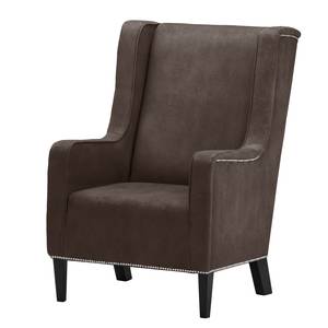 Fauteuil Mirina I fluweel - Microvezel Yona: Donkerbruin - Zwart