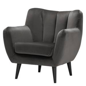 Fauteuil Polva I fluweel - Velours Ravi: Grijs