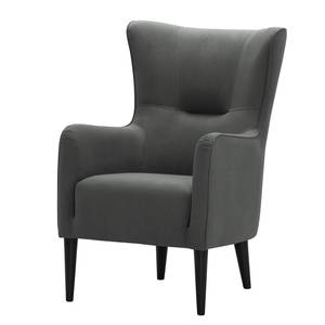 Fauteuil Oldbury I geweven stof - Microvezel Sela: Donkergrijs