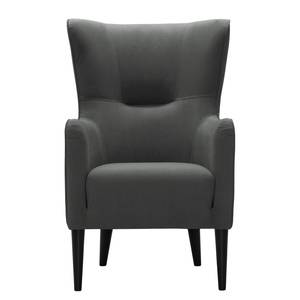 Fauteuil Oldbury I geweven stof - Microvezel Sela: Donkergrijs