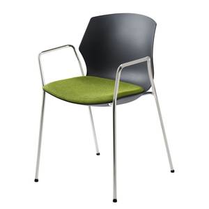 Chaise à accoudoirs myPRIMO II Tissage à plat / Matière plastique - Chrome - Anthracite / Vert kiwi