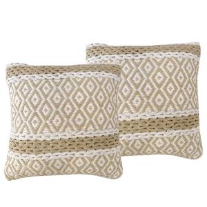 Coussins déco Lattice (lot de 2) Coton - Blanc / Beige