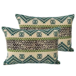 Coussins déco Vaqueros (lot de 2) Coton - Bleu / Vert