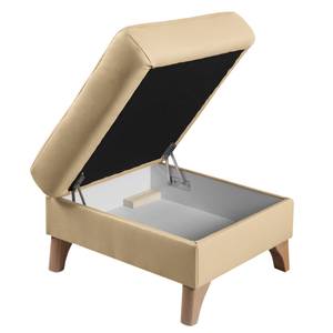 Gestoffeerde hocker London Echt leer / kunstleer - Warm beige