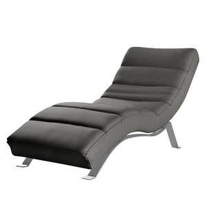 Ligfauteuil Kasson Leer Mabel: Donkergrijs - Zilver