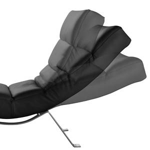 Ligfauteuil Kasson Leer Mabel: Zwart - Zilver