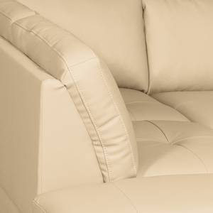 Canapé d’angle London Cuir véritable / Imitation cuir - Beige chaud - Méridienne longue à gauche (vue de face) - Fonction couchage - Coffre de lit