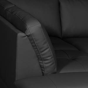 Canapé d’angle London Cuir véritable / Imitation cuir - Noir - Méridienne longue à gauche (vue de face) - Fonction couchage - Coffre de lit