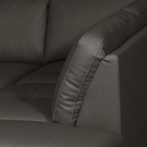 Canapé d’angle London Cuir véritable / Imitation cuir - Marron foncé - Méridienne longue à droite (vue de face) - Fonction couchage - Coffre de lit
