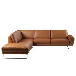 Ecksofa Kerman Echtleder - Cognac - Ottomane davorstehend links