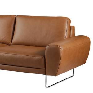 Ecksofa Kerman Echtleder - Cognac - Ottomane davorstehend links