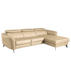 Hoekbank Leary Echt leer - Warm beige - Longchair vooraanzicht rechts - Geen functie