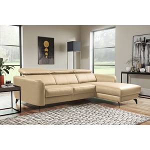 Ecksofa Leary Echtleder - Warmes Beige - Longchair davorstehend rechts - Keine Funktion