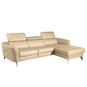 Ecksofa Leary Echtleder - Warmes Beige - Longchair davorstehend rechts - Keine Funktion