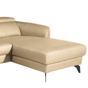 Ecksofa Leary Echtleder - Warmes Beige - Longchair davorstehend rechts - Keine Funktion