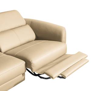 Ecksofa Leary Echtleder - Warmes Beige - Longchair davorstehend links - Relaxfunktion