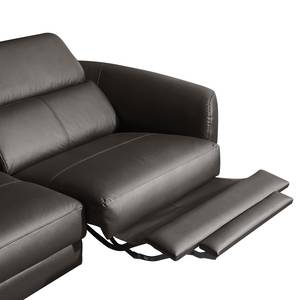 Ecksofa Leary Echtleder - Dunkelbraun - Longchair davorstehend links - Relaxfunktion