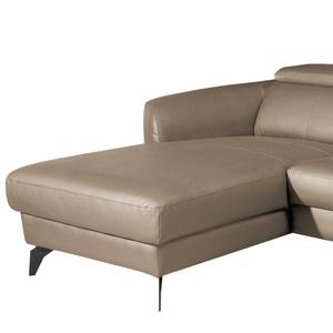 Ecksofa Leary Echtleder - Taupe - Longchair davorstehend links - Keine Funktion