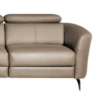 Ecksofa Leary Echtleder - Taupe - Longchair davorstehend links - Keine Funktion