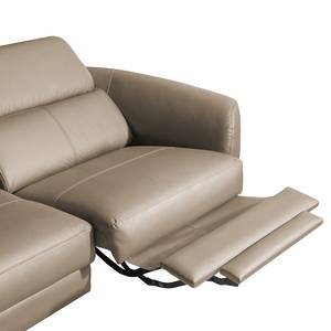 Hoekbank Leary Echt leer - Taupe - Longchair vooraanzicht links - Relaxfunctie