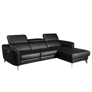 Ecksofa Leary Echtleder - Schwarz - Longchair davorstehend rechts - Relaxfunktion