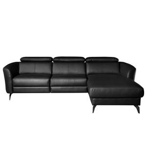 Ecksofa Leary Echtleder - Schwarz - Longchair davorstehend rechts - Relaxfunktion