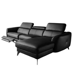 Ecksofa Leary Echtleder - Schwarz - Longchair davorstehend rechts - Relaxfunktion