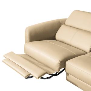 Canapé d’angle Leary Cuir véritable - Beige chaud - Méridienne courte à droite (vue de face) - Fonction relaxation