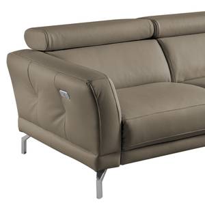 Ecksofa Lebel Echtleder - Taupe - Ottomane davorstehend rechts - Relaxfunktion